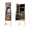 Living Room Wooden Mirrored Jewelry Storage Cabinet Amoire Organizer