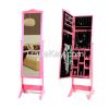 Wood Floor Standing Jewelry Cabinet Storage Box Organiser with Mirror