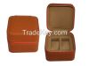 Orange leather watch boxes for 2 watches HA109 black PU and B007 camel suede item#WP