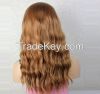 Women Sexy Light Brown Oblique bangs Large waves mechanism dedicated big Curl Roll wave bangs scroll Loose Wave