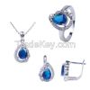 wholesale silver jewelry blue rhinestone beautiful jewelry set