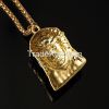 24K Gold Plated Full Iced Out Big Jesus Piece & Necklace - 29.5 Inch Fashion Hiphop Bling Bling Jesus Face Necklace