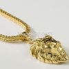 24K Gold Plated Lion Head Charm & 29.5 inch Franco Chain Hiphop Golden Lion Pendant Necklace