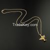  24K Gold Plated Iced Out Baby Angel Pendant & 32inch Box Chain Hiphop Necklace   