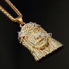 24K Gold Plated Full Iced Out Big Jesus Piece & Necklace - 29.5 Inch Fashion Hiphop Bling Bling Jesus Face Necklace