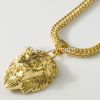 24K Gold Plated Lion Head Charm & 29.5 inch Franco Chain Hiphop Golden Lion Pendant Necklace