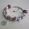 Pandora style beads with metal charms bangle bracelet