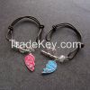 Customize Gemstone heart design friendship bracelets with Letters