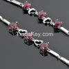 100% 925 sterling silver inlaid cubic zirconia charm bracelets 