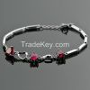100% 925 sterling silver inlaid cubic zirconia charm bracelets 