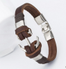 Fashion genuine leather bracelet  with dumb old silver buckle