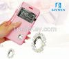 PU rhinestone cell phone cases with visulization window