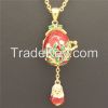Ladybug Gold Plated Russian Style Faberge Easter Egg Enameled pendant necklace