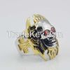 Fashion golden Halloween skull ring for wholesale