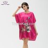 Time-limited Summer Silk Sleepwear For Women New Fashion Heart Shape Print Round Neck Women Nightgown