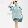 Time-limited Summer Silk Sleepwear For Women New Fashion Heart Shape Print Round Neck Women Nightgown