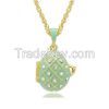 Russian Faberge style Crystal hand enameled Easter egg pendant