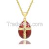 Russian Faberge style Crystal hand enameled Easter egg pendant