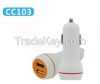 Private Mold Full 2.1A dual  usb car charger with glowing circle