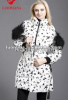 sheep fur collar fashion winter clothing flower printed ladies winter jacket