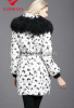 sheep fur collar fashion winter clothing flower printed ladies winter jacket