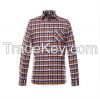 Fashionable men's long sleeve formal oxford cotton check shirt with chest pocket