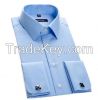 Men's long sleeve 100% cotton dress shirt with french cuff and button