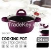 24CM PURPLE SOUP POT WITH NONSTICK , SILICON HANDLE PROTECTOR