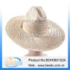 Wide brim flat brim mat straw cowboy hat with wind break
