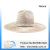 Natural mat straw flat brim wide brim cowboy hat with wind break for men