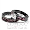 Delicate Pave Diamond Stainless Steel Wedding Ring Sets