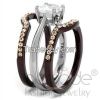Two Tone Stainless Steel AAA Grade CZ Wedding Ring Sets