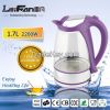 1.7L transparent boiling glass kettle for hotel, teahouse