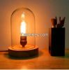 Vintage edison bulbs glass cover wooden table lamp 