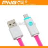 Guangzhou PNGXE 1M Flat design micro usb Charger Cable with LED for Samsung