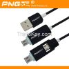 PNGXE Wholesale 2 in 1 Micro USB Data Cable with Led light for iphone for samsung