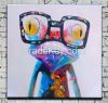 Cartoon Animal Abstract Oil Painting Frog Wears Glasses Wall Stickers