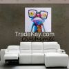 Cartoon Animal Abstract Oil Painting Frog Wears Glasses Wall Stickers