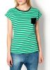 2015 New Women Slim Fashion Striped Colour Trendy Stylish T-shirt Girls Top B4017
