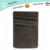 Men Personalized Slim Leather Credit Card Magnetic Money Clip Wallet