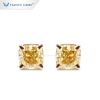 Tianyu Gems Custom 18K gold earrings vivid yellow cushion cut moissanite jewelry earrings