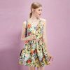 2015 yigelila 61098 short backless beach dress spaghetti strap women dress floral printing summer dress