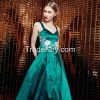 2015 yigelila 61117 newly design chinese style embroidery midi dress spaghetti strap v neck sexy bodycon dress green dress