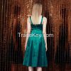 2015 yigelila 61117 newly design chinese style embroidery midi dress spaghetti strap v neck sexy bodycon dress green dress