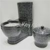Classic Black Ceramic Toilet Sets Sanitary Ware with Platinum Engraved