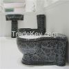 Classic Black Ceramic Toilet Sets Sanitary Ware with Platinum Engraved