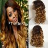 Brazilian virgin hair Ombre Human Hair Wigs Lace Front Wig/Full Lace Wig With Middle Part Two Tone Color Lace wigs