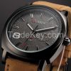 Fashion Curren Men Military Leather Strap Wrist Sport Analog Quartz Watch