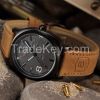 Fashion Curren Men Military Leather Strap Wrist Sport Analog Quartz Watch