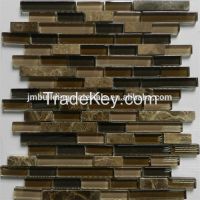 brown linear crystal glass mix stone mosaic-mosaic tiles
